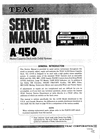 Thumbnail Teac A-450 Cassette Deck , Service Manual