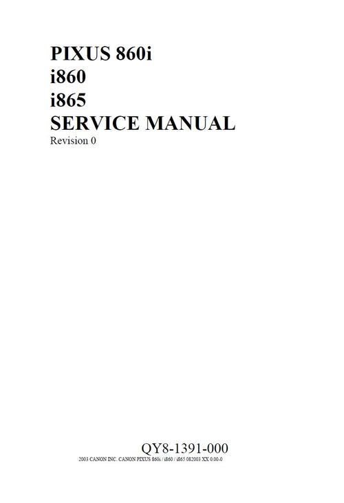 Product picture Canon Pixus-860i ,  i-860 & i-865 , Service Manual
