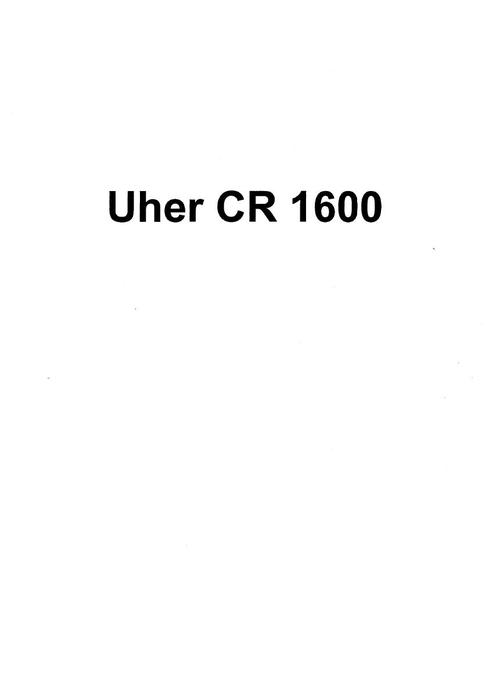 Product picture Uher CR-1600  ,  Service Manual 