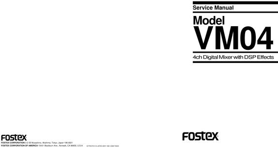 Product picture Fostex VM-04 , Studio Mixer with DSP effects  Service Manual