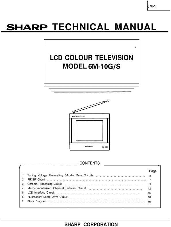 Product picture Sharp 6M-10-G/S lcd tv   , Original Service Manual
