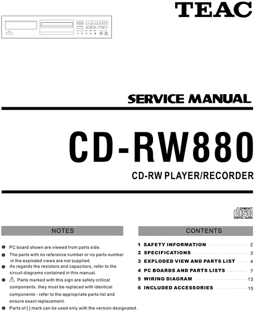 Product picture Teac CD-RW-880 , CD Recorder , Service Manual