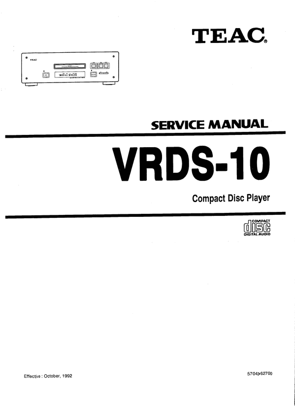 Product picture Teac VRDS-10 , Service Manual