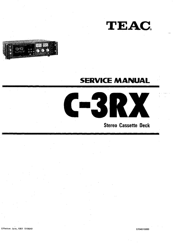 Product picture Teac C-3-RX Cassette Deck , Service Manual