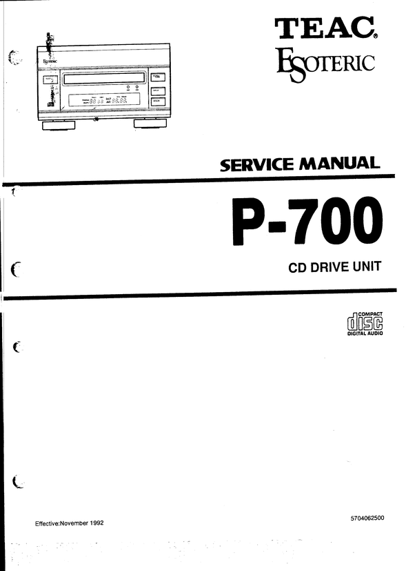 Product picture Teac P-700 , CD Drive Unit , Service Manual