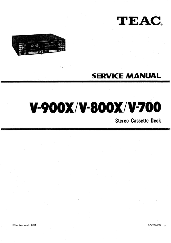 Product picture Teac V-900X , V-800X , V-700 Cassette Deck , Service Manual