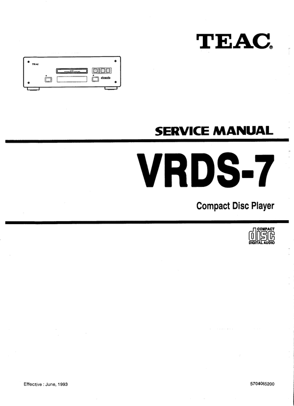 Product picture Teac VRDS-7 , Compact Disc Player , Service Manual