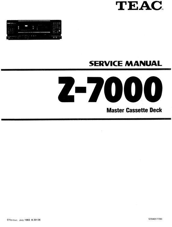 Product picture Teac Z-7000 Cassette Deck , Service Manual