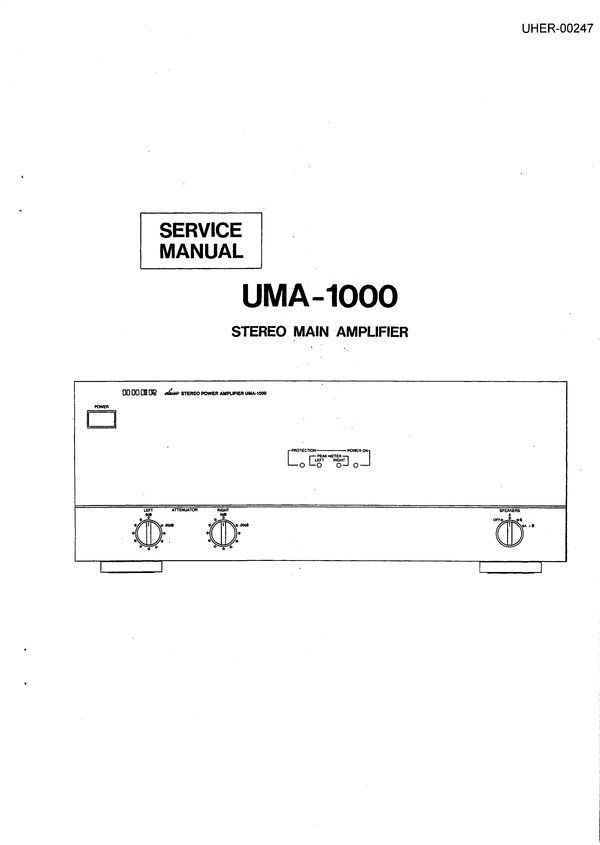 Product picture Uher UMA-1000 ,  Service Manual 